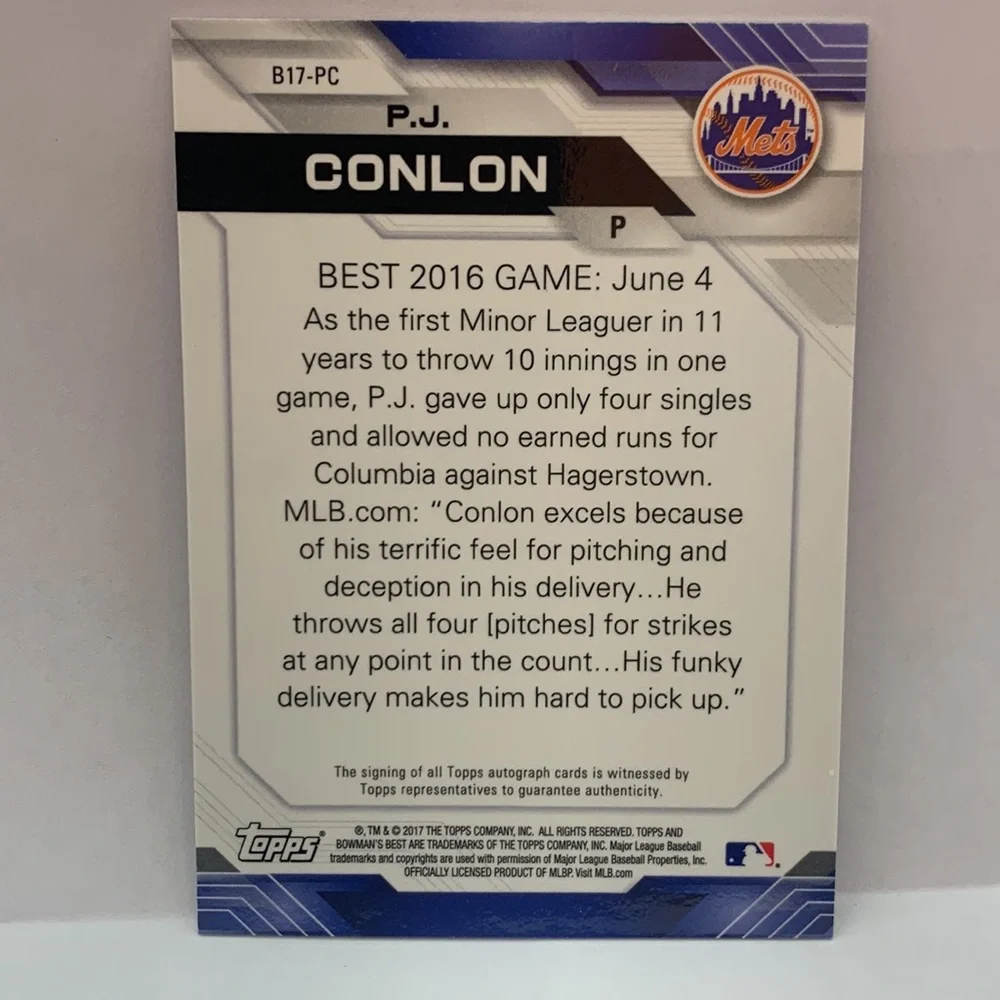 2017 Bowmans Best Autographs PJ Conlon Mets #B17-PC (010)